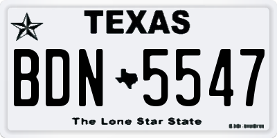 TX license plate BDN5547