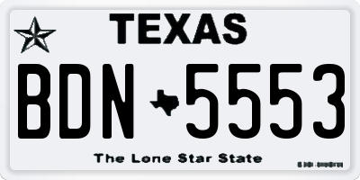 TX license plate BDN5553