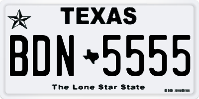 TX license plate BDN5555