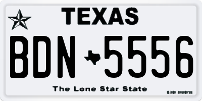 TX license plate BDN5556