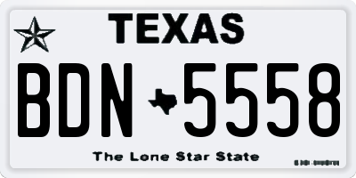 TX license plate BDN5558