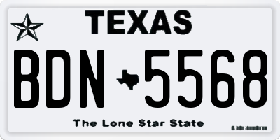 TX license plate BDN5568