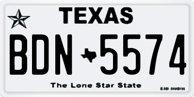 TX license plate BDN5574