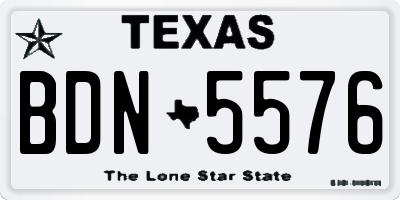 TX license plate BDN5576