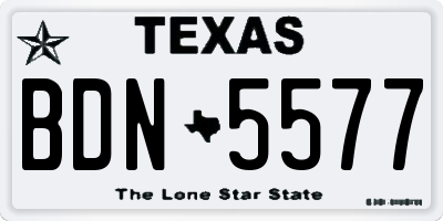 TX license plate BDN5577