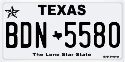 TX license plate BDN5580