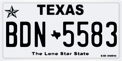 TX license plate BDN5583