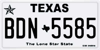 TX license plate BDN5585