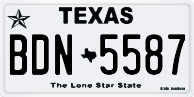 TX license plate BDN5587