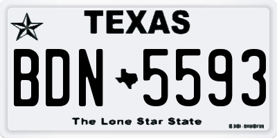 TX license plate BDN5593