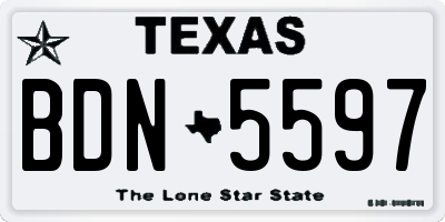 TX license plate BDN5597