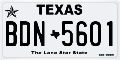 TX license plate BDN5601