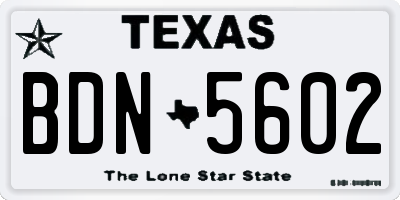TX license plate BDN5602
