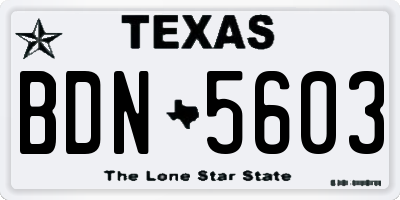 TX license plate BDN5603
