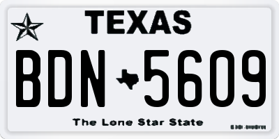TX license plate BDN5609