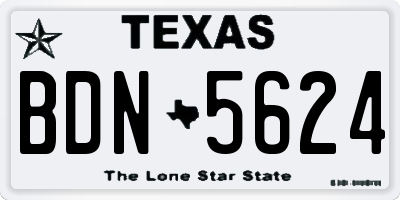 TX license plate BDN5624