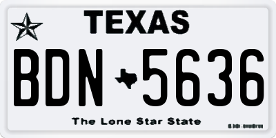TX license plate BDN5636