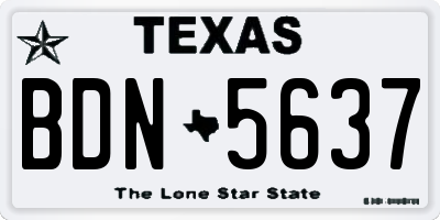TX license plate BDN5637
