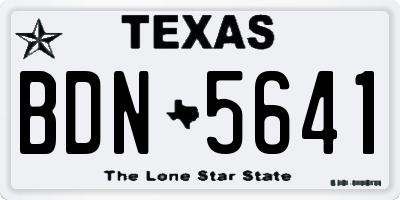 TX license plate BDN5641