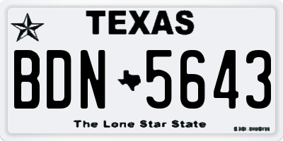 TX license plate BDN5643