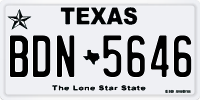 TX license plate BDN5646