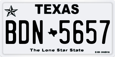 TX license plate BDN5657