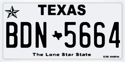TX license plate BDN5664