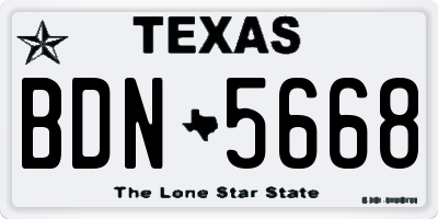TX license plate BDN5668