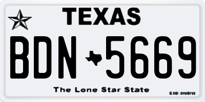 TX license plate BDN5669