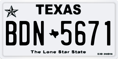 TX license plate BDN5671