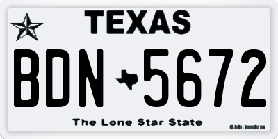 TX license plate BDN5672
