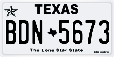 TX license plate BDN5673