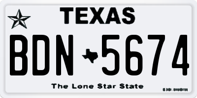 TX license plate BDN5674