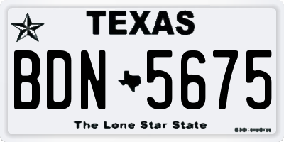 TX license plate BDN5675