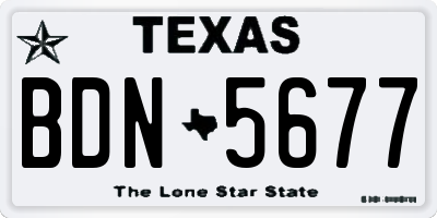 TX license plate BDN5677