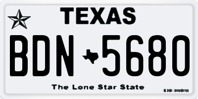 TX license plate BDN5680