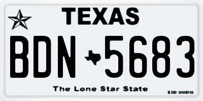 TX license plate BDN5683