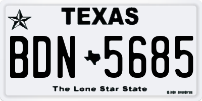 TX license plate BDN5685
