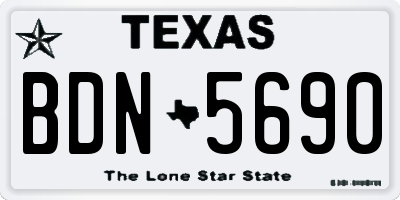 TX license plate BDN5690
