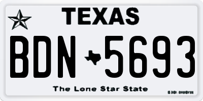 TX license plate BDN5693