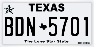 TX license plate BDN5701
