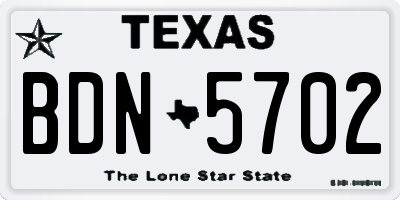 TX license plate BDN5702