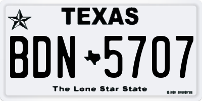 TX license plate BDN5707