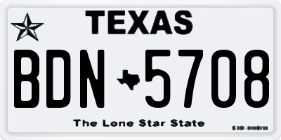 TX license plate BDN5708