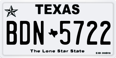 TX license plate BDN5722