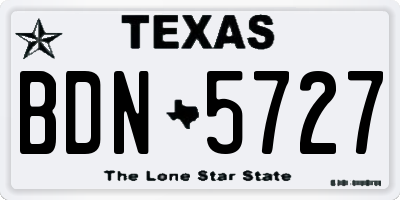 TX license plate BDN5727