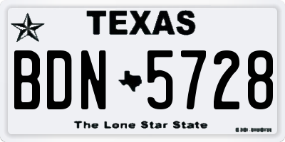 TX license plate BDN5728