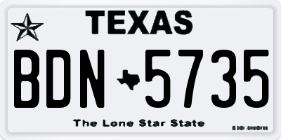 TX license plate BDN5735