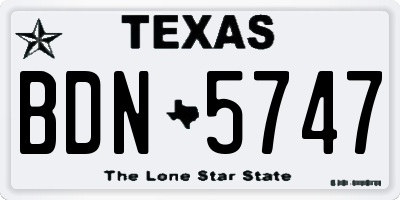 TX license plate BDN5747