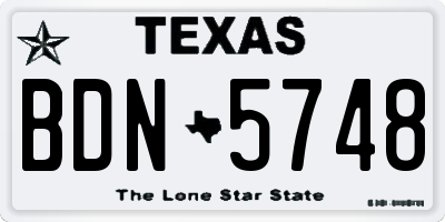 TX license plate BDN5748
